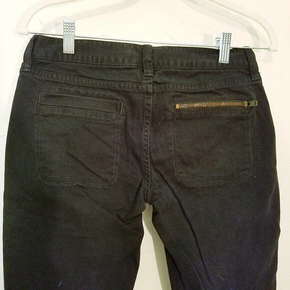 J Crew Toothpick Mid Rise Zipper Detail Skinny Ankle Black Denim Jeans Size 28 - Picture 6 of 9